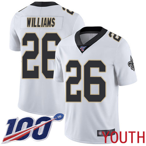 New Orleans Saints Limited White Youth P J  Williams Road Jersey NFL Football #26 100th Season Vapor Untouchable Jersey->youth nfl jersey->Youth Jersey